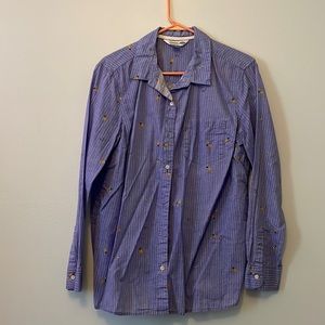 Blue w/ white strip button up, avocado and pineapple pattern. Size XL Old Navy